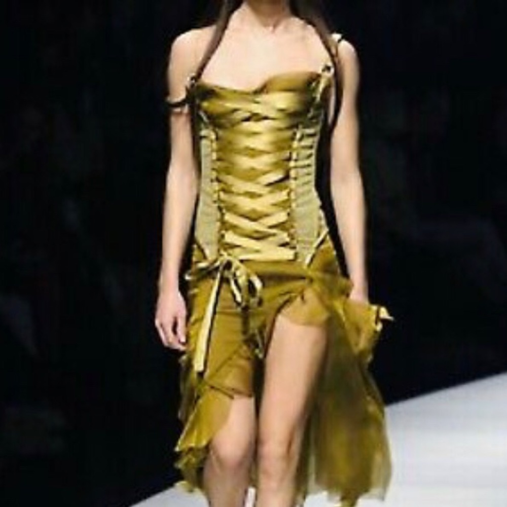 Versace Olive Green Silk Dress